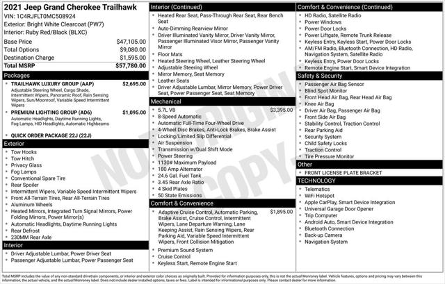 2021 Jeep Grand Cherokee Trailhawk 4X4 2021 Jeep Grand Cherokee Trailhawk 4X4