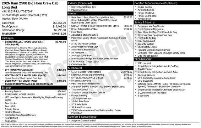 2026 RAM 2500 RAM 2500 BIG HORN CREW CAB 4X4 8 BOX
