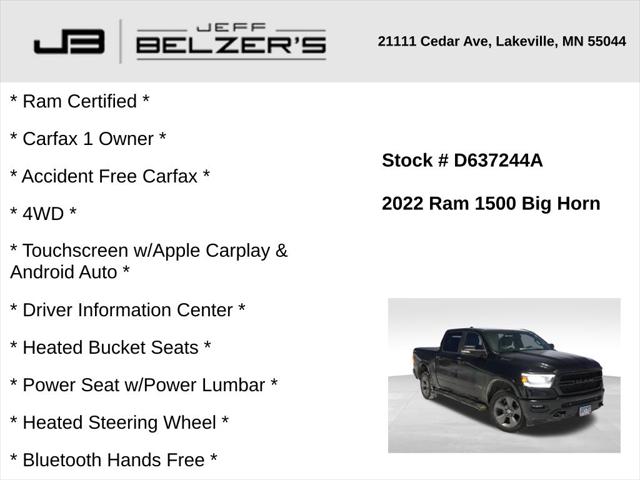 2022 RAM 1500 Big Horn Crew Cab 4x4 57 Box 2022 RAM 1500 Big Horn Crew Cab 4x4 57 Box