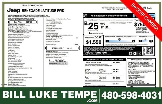 2019 Jeep Renegade Latitude FWD 2019 Jeep Renegade Latitude FWD