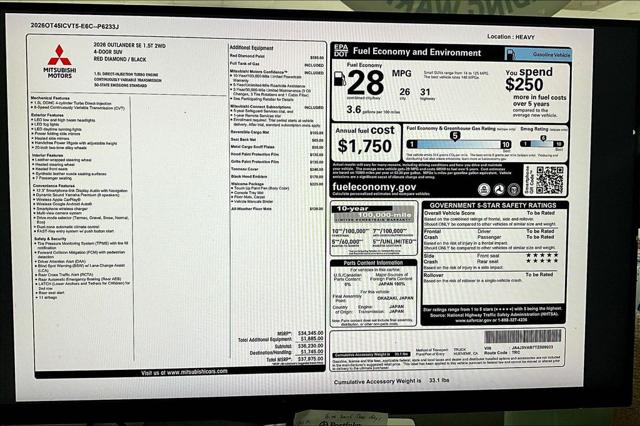 2026 Mitsubishi Outlander SE 1.5T 2WD