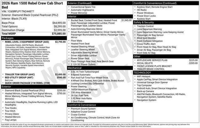 2026 RAM Ram 1500 RAM 1500 REBEL CREW CAB 4X4 57 BOX