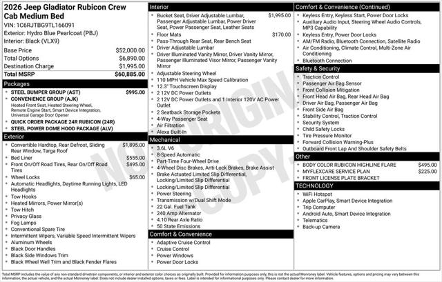 2026 Jeep Gladiator GLADIATOR RUBICON 4X4