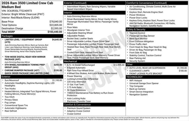 2026 Ram 3500 Limited Crew Cab 4x4 6'4" Box