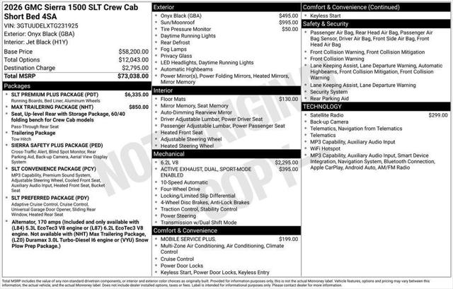2026 GMC Sierra 1500 Crew Cab, Short Bed, SLT, 4WD