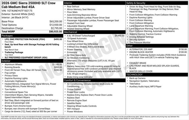 2026 GMC Sierra 2500HD Crew Cab, Standard Bed, SLT, 4WD