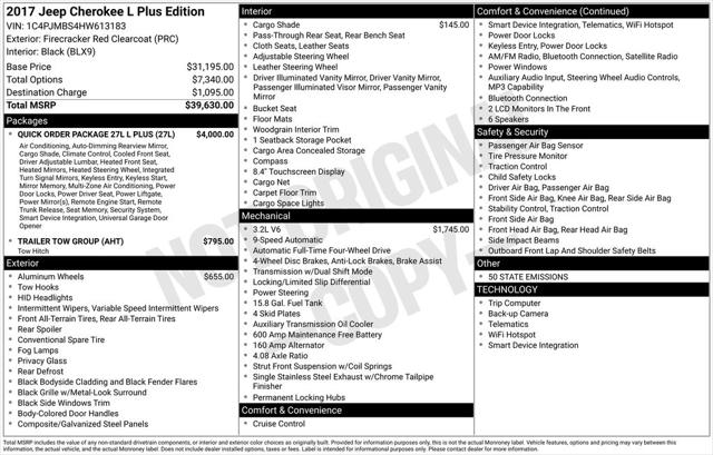 2017 Jeep Cherokee Trailhawk L Plus 4x4