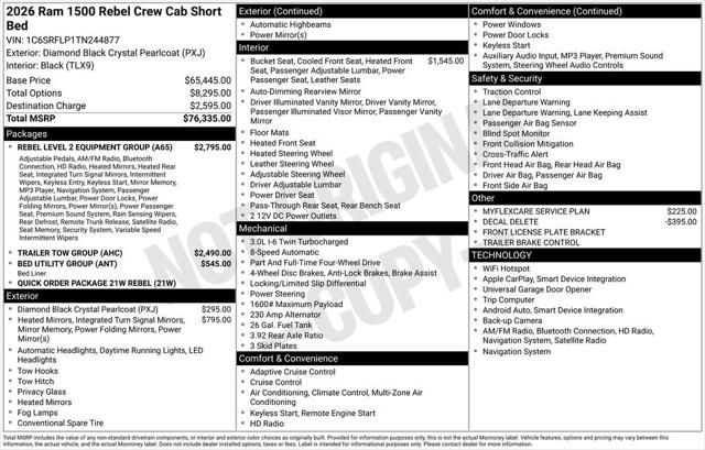 2026 RAM Ram 1500 RAM 1500 REBEL CREW CAB 4X4 57 BOX
