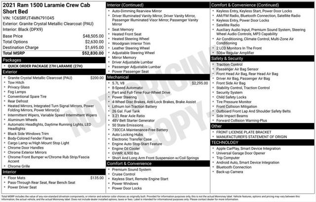 2021 RAM 1500 Laramie Crew Cab 4x4 57 Box