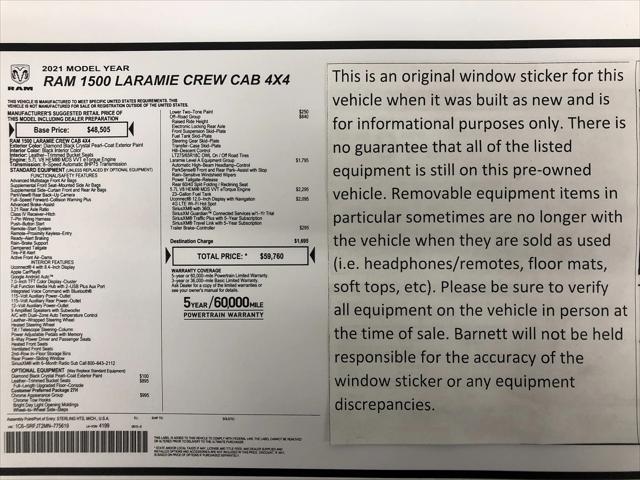 2021 RAM 1500 Laramie Crew Cab 4x4 57 Box