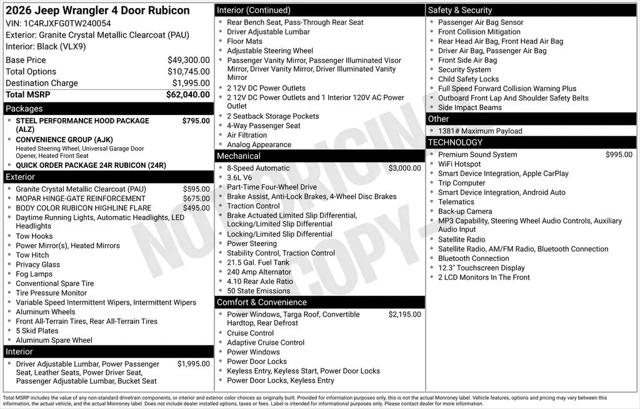 2026 Jeep Wrangler 4-Door Rubicon 4x4