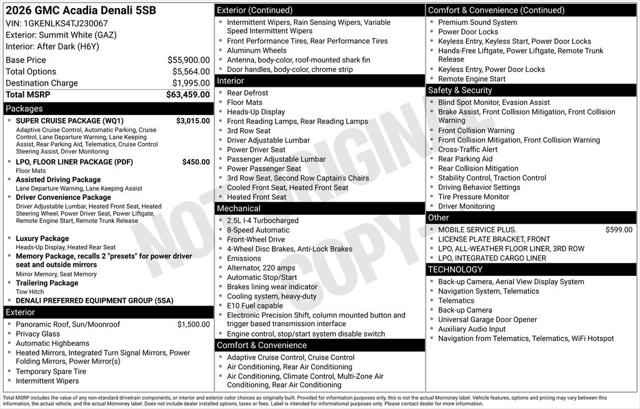 2026 GMC Acadia Denali FWD
