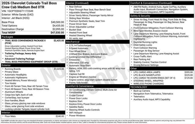 2026 Chevrolet Colorado Trail Boss, 4WD