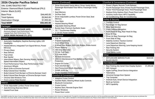 2026 Chrysler Pacifica Select