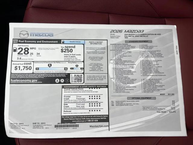 2026 Mazda Mazda3 2.5 S Carbon Edition