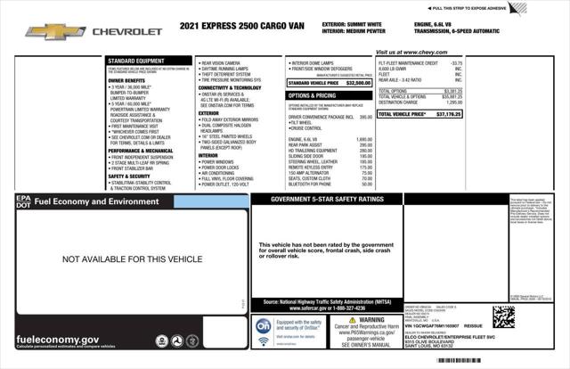 2021 Chevrolet Express Cargo Van RWD 2500 Regular Wheelbase WT