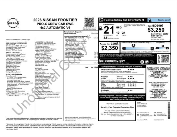 2026 Nissan Frontier Crew Cab PRO-X 4x2