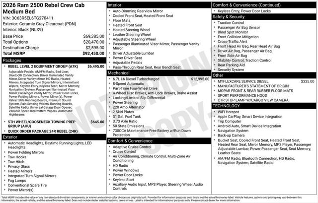 2026 RAM Ram 2500 RAM 2500 REBEL CREW CAB 4X4 64 BOX 2026 RAM Ram 2500 RAM 2500 REBEL CREW CAB 4X4 64 BOX