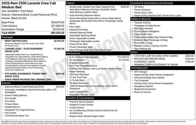 2026 RAM Ram 2500 RAM 2500 LARAMIE CREW CAB 4X4 64 BOX