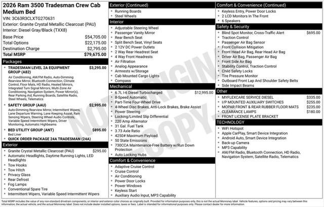 2026 RAM Ram 3500 RAM 3500 TRADESMAN CREW CAB 4X4 64 BOX 2026 RAM Ram 3500 RAM 3500 TRADESMAN CREW CAB 4X4 64 BOX