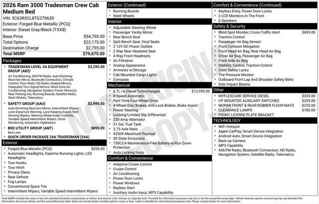 2026 RAM Ram 3500 RAM 3500 TRADESMAN CREW CAB 4X4 64 BOX 2026 RAM Ram 3500 RAM 3500 TRADESMAN CREW CAB 4X4 64 BOX