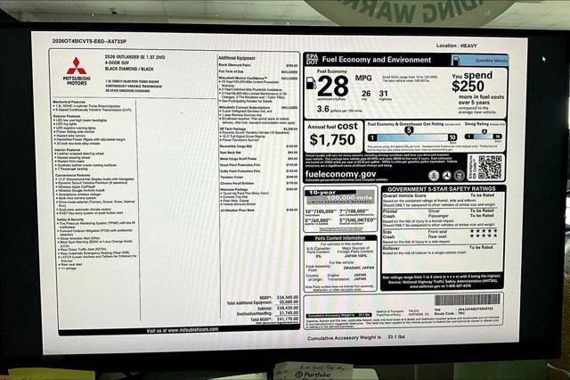 2026 Mitsubishi Outlander SE 1.5T 2WD