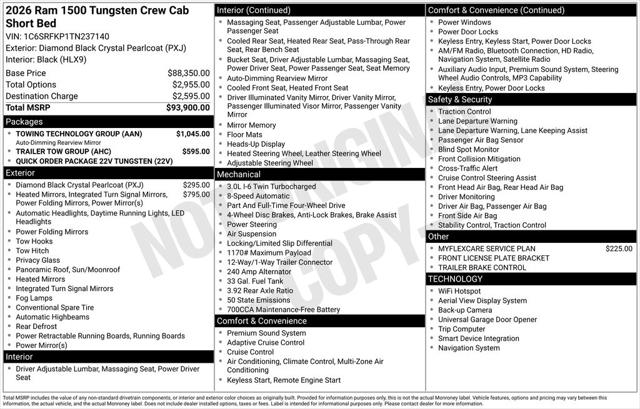 2026 RAM Ram 1500 RAM 1500 TUNGSTEN CREW CAB 4X4