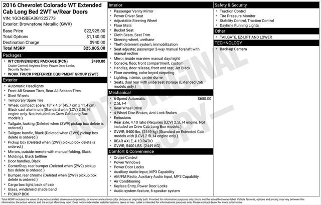 2016 Chevrolet Colorado WT