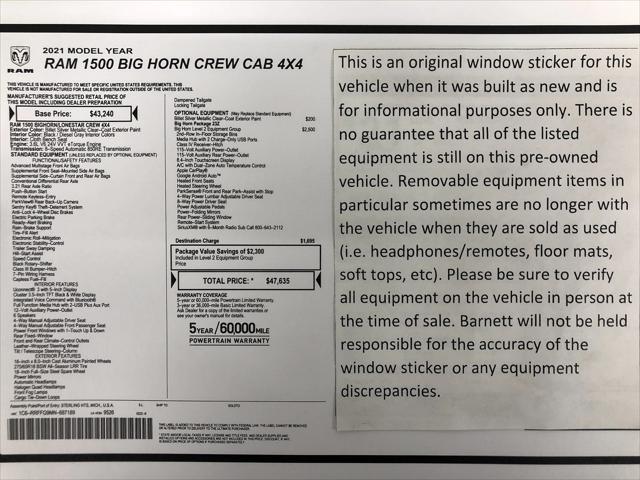 2021 RAM 1500 Big Horn Crew Cab 4x4 57 Box 2021 RAM 1500 Big Horn Crew Cab 4x4 57 Box