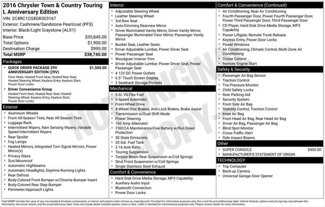 2016 Chrysler Town and Country Touring-L Anniversary Edition