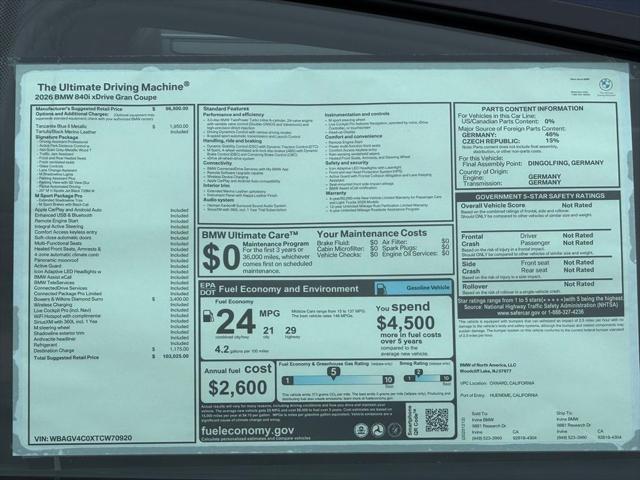 2026 BMW 840i Gran Coupe xDrive