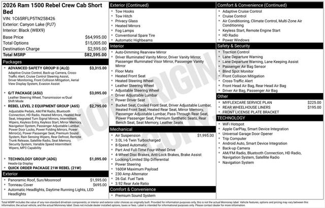 2026 RAM Ram 1500 RAM 1500 REBEL CREW CAB 4X4 57 BOX