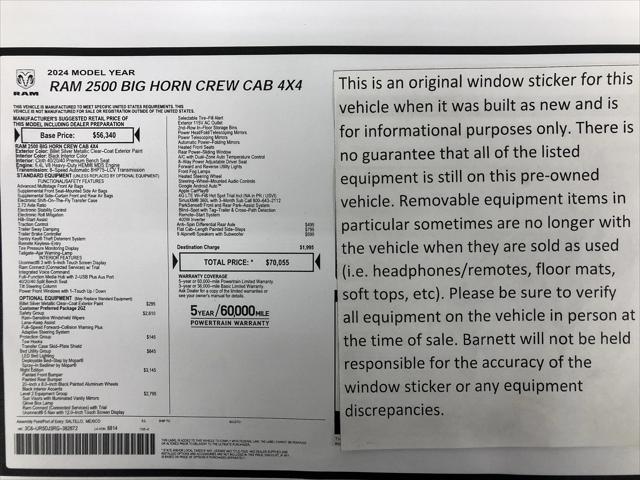 2024 RAM 2500 Big Horn Crew Cab 4x4 64 Box