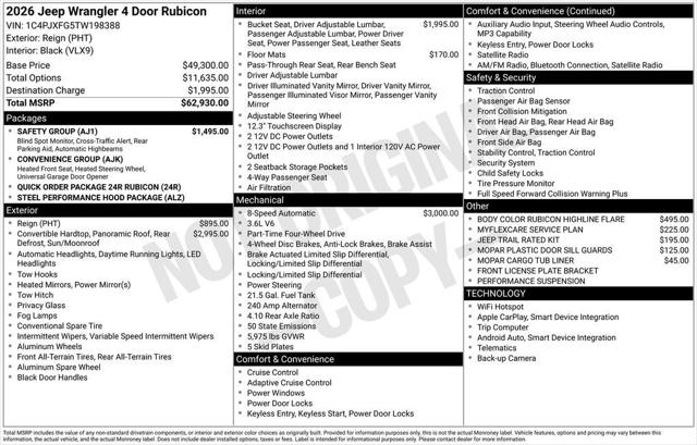2026 Jeep Wrangler WRANGLER 4-DOOR RUBICON