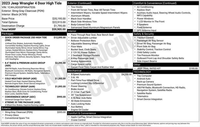 2023 Jeep Wrangler 4-Door High Tide 4x4 2023 Jeep Wrangler 4-Door High Tide 4x4