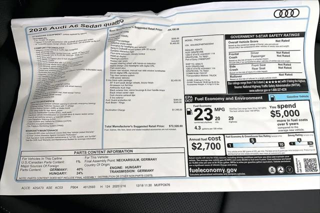 2026 Audi A6 Premium Plus quattro S tronic