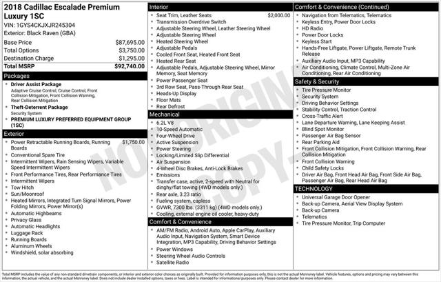 2018 Cadillac Escalade Premium Luxury