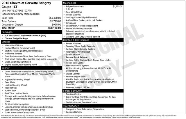 2016 Chevrolet Corvette Stingray