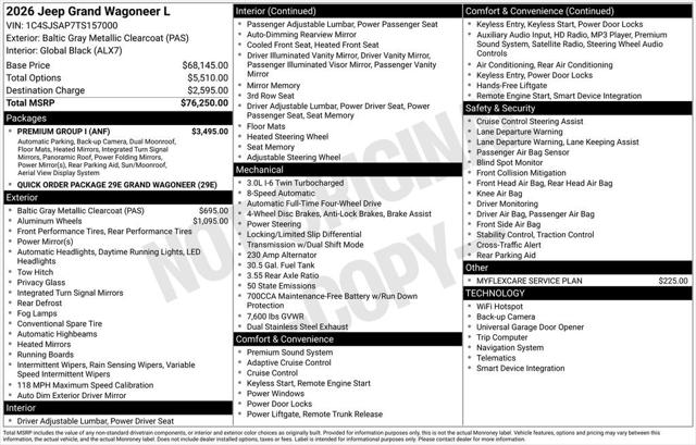 2026 Wagoneer Grand Wagoneer GRAND WAGONEER L 4X4 2026 Wagoneer Grand Wagoneer GRAND WAGONEER L 4X4