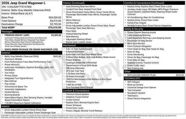 2026 Wagoneer Grand Wagoneer GRAND WAGONEER L 4X4