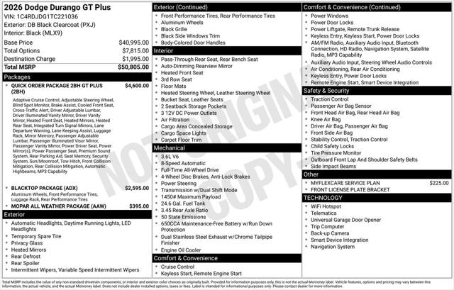 2026 Dodge Durango DURANGO GT PLUS AWD