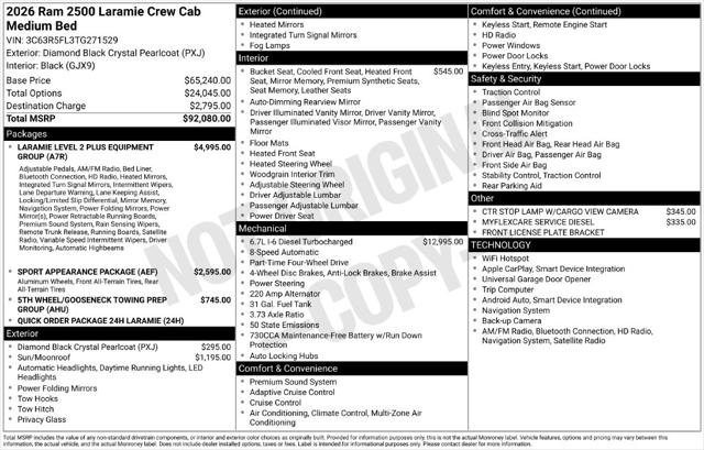 2026 RAM Ram 2500 RAM 2500 LARAMIE CREW CAB 4X4 64 BOX 2026 RAM Ram 2500 RAM 2500 LARAMIE CREW CAB 4X4 64 BOX