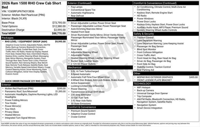 2026 RAM Ram 1500 RAM 1500 RHO CREW CAB 4X4 57 BOX 2026 RAM Ram 1500 RAM 1500 RHO CREW CAB 4X4 57 BOX