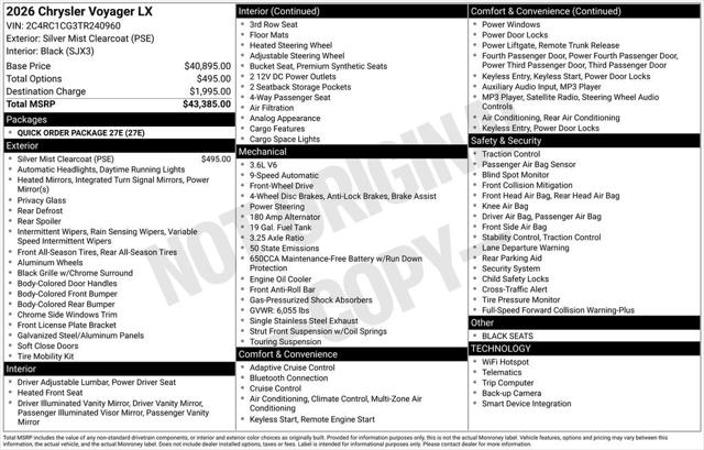 2026 Chrysler Voyager VOYAGER LX 2026 Chrysler Voyager VOYAGER LX