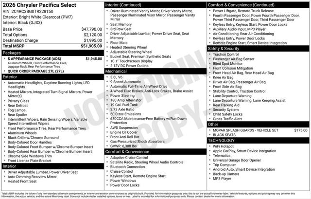 2026 Chrysler Pacifica Select AWD