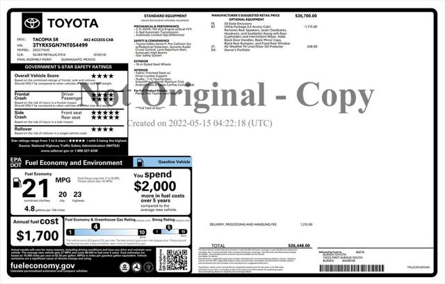 2022 Toyota Tacoma SR