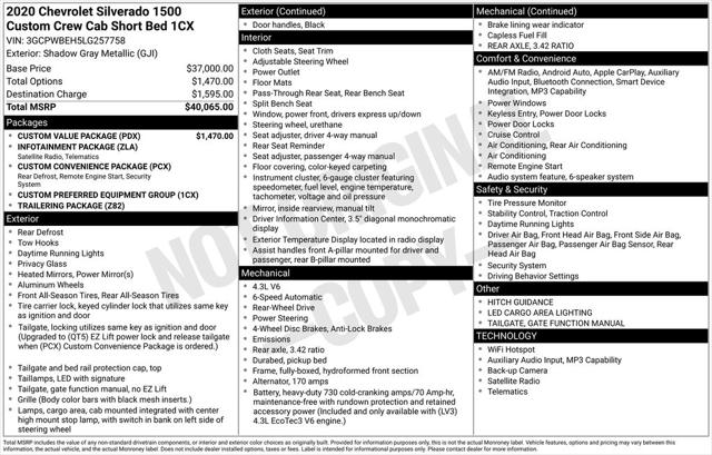 2020 Chevrolet Silverado 1500 2WD Crew Cab Short Bed Custom