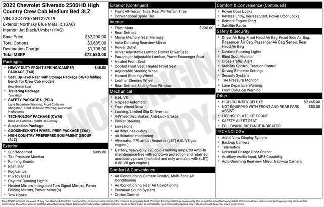 2022 Chevrolet Silverado 2500HD 4WD Crew Cab Standard Bed High Country