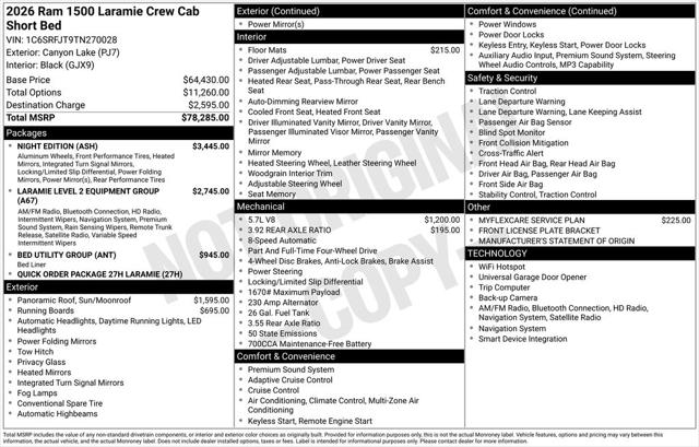 2026 RAM Ram 1500 RAM 1500 LARAMIE CREW CAB 4X4 57 BOX