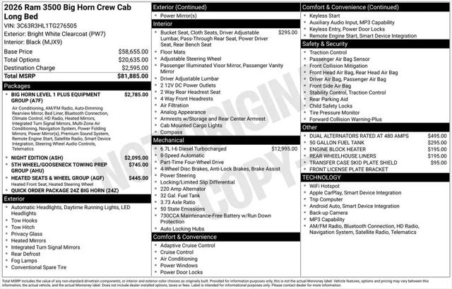 2026 Ram 3500 Big Horn Crew Cab 4x4 8' Box